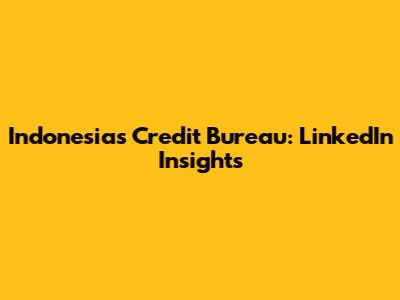 Indonesia's Credit Bureau: LinkedIn Insights